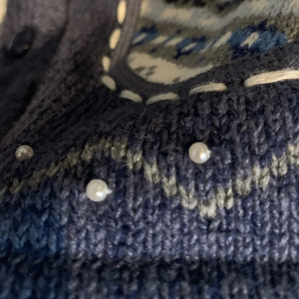 Vintage Ugly Christmas Sweater Mittens Cardigan - Picture 10 of 13